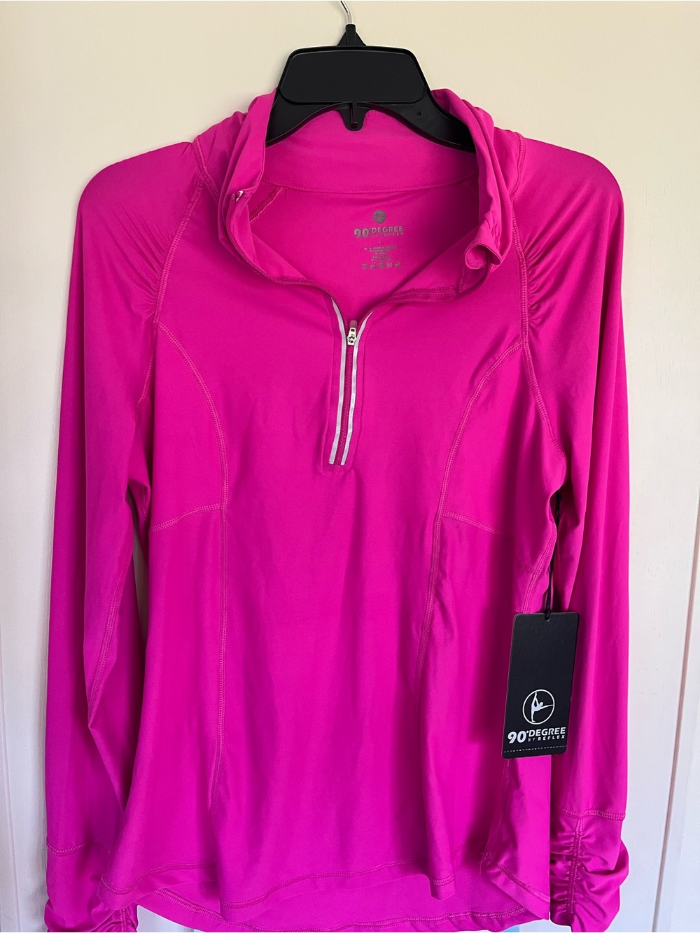90 Degree By Reflex Bright Hot Pink Quarter-Zip Athletic Pullover